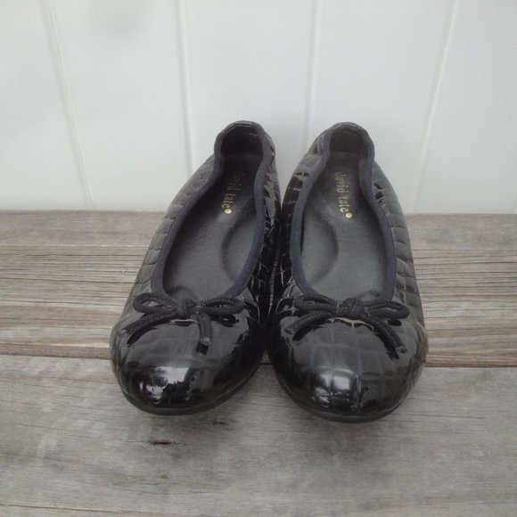 David Tate Glow Black Croc Ballet Flats Patent Leather Shoes Size 8WW - Picture 6 of 6